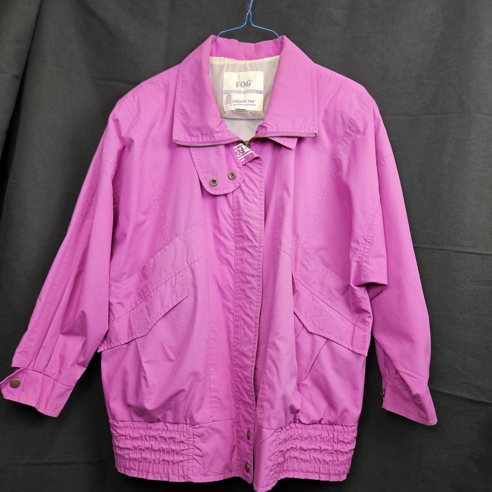 London Fog Coat Womens 16 Regular Purple Vintage Jacket Shoulder Pads...
